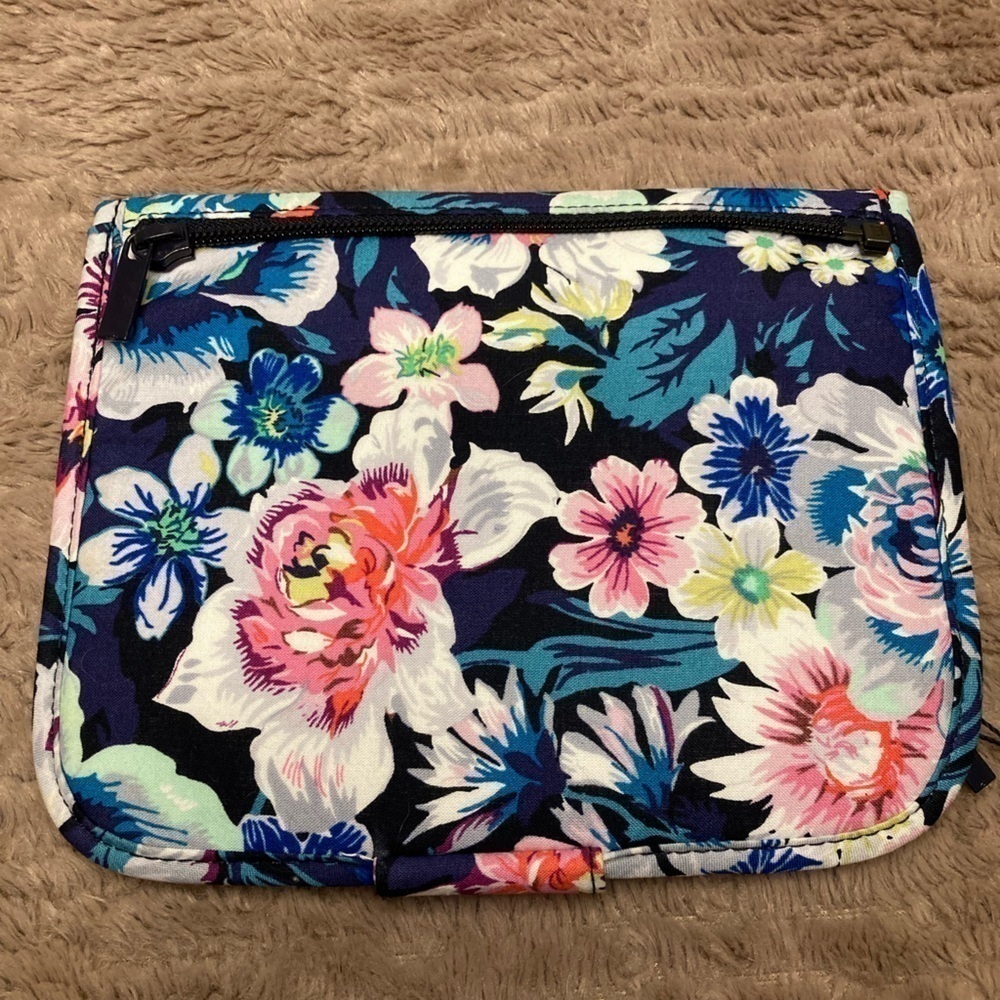 Vera Bradley Blue And Pink Floral ZipIn Brush Case Signature Cotton Garden Grove - Picture 4 of 13